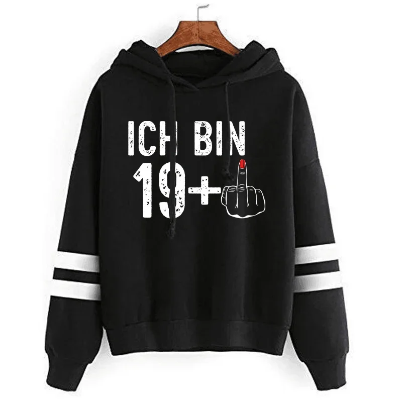 

Middle Finger Oversized Hoodie Ulzzang Fashion Sweatshirts Y2k Hip Hop Streetwear Harajuku Women Clothing 2023 ICH BIN 19 Plus