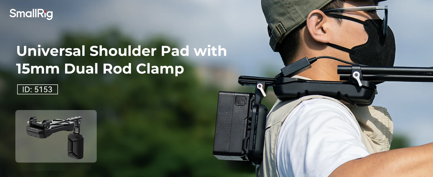 SmallRig Universal-Schulterpolster mit 15 mm Doppelstangenklemme, mit Schulter-/Rückenpolster für reduzierte Belastung für Sony für DSLR-Kamera -5153 – Detail 1