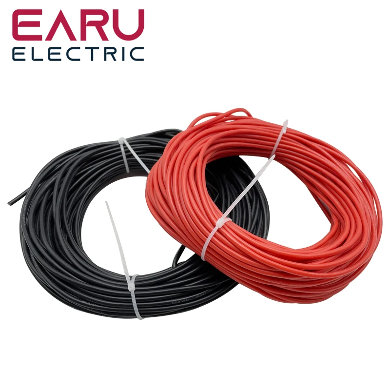 10 Metri/Lotto Cavo Elettrico Morbido Resistente Al Calore Del Cavo Del Silicone 8 10 12 14 16 18 20 22 24 26 28 30 Awg 5M Rosso E 5M Colore Nero