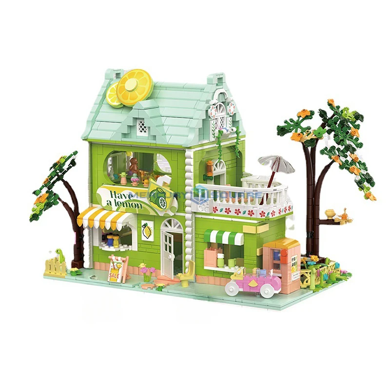 Lemon Tea Shop Model Blocks Moc 612003 Cold Drink Store Idee Creative City Street View Building Bricks Toy Gift Collection Set