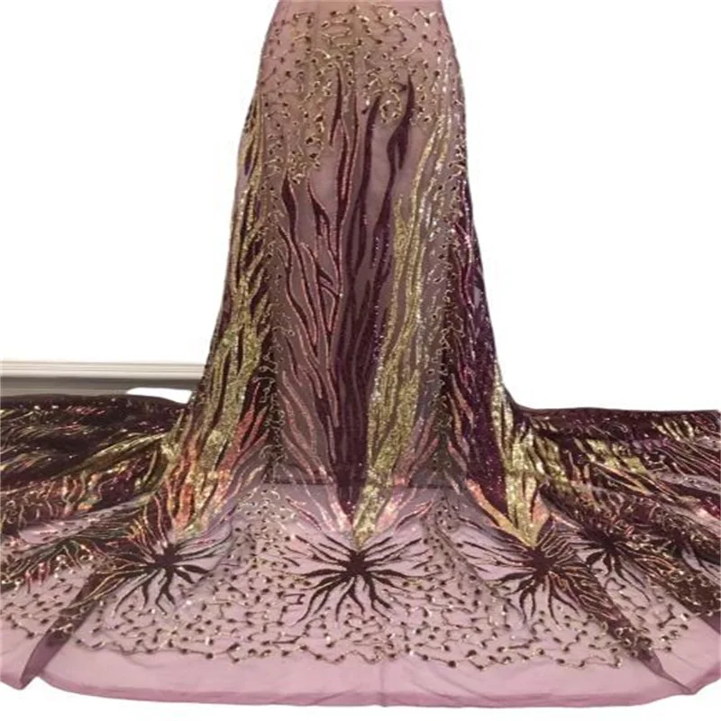 

Red/Gold Latest Embroidery African Lace Fabric 5 Yards Royal blue High Quality Nigerian Women Wedding Green French Tulle Lace