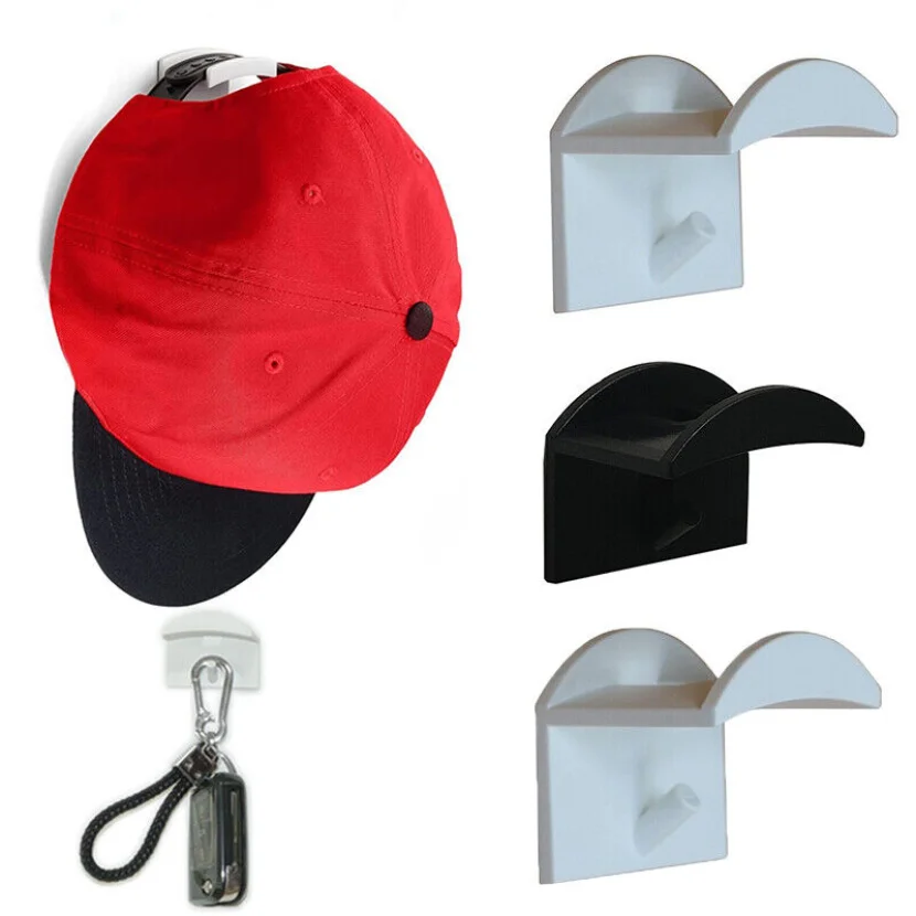 

2x Hat Hook Hat Sticky Hook Headphone Necklace Storage Wall Mount Hats Organizer