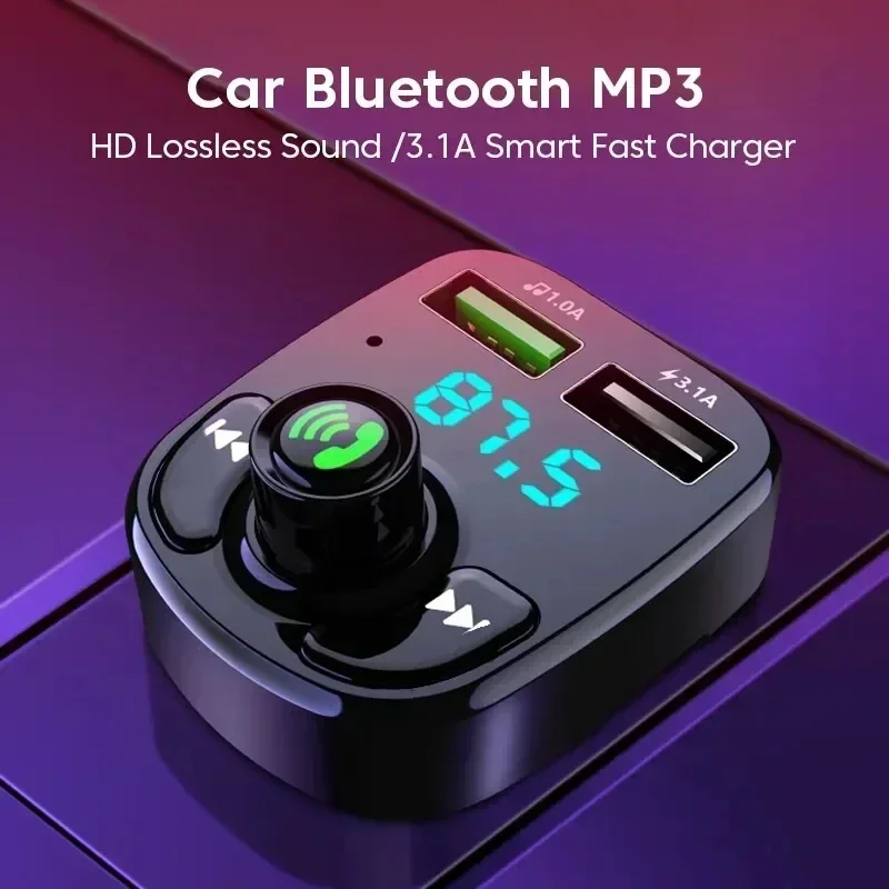 Bluetooth FM Transmitter VIKEFON LED MP3 Car Bluetooth FM Hands-Free Bluetooth-compaitable 5.0 Transmitter 3.1A QC3.0 PD Type C Dual USB Car Charger