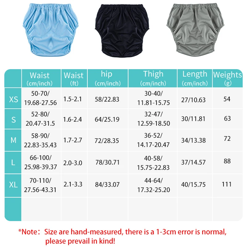 Soft TPU Adult Diaper Cover High Waist Solid Color Incontinence Briefs Teens & Adults Washable Reusable Diaper Co 2pcs