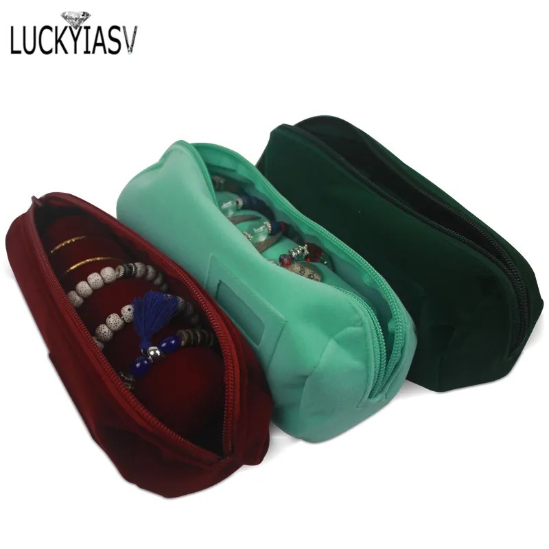 Velvet Jewelry Roll Bag for Bracelet Bangles Watches Great Jewelry Organizer for Travel Mini Storage Jewellery Bag