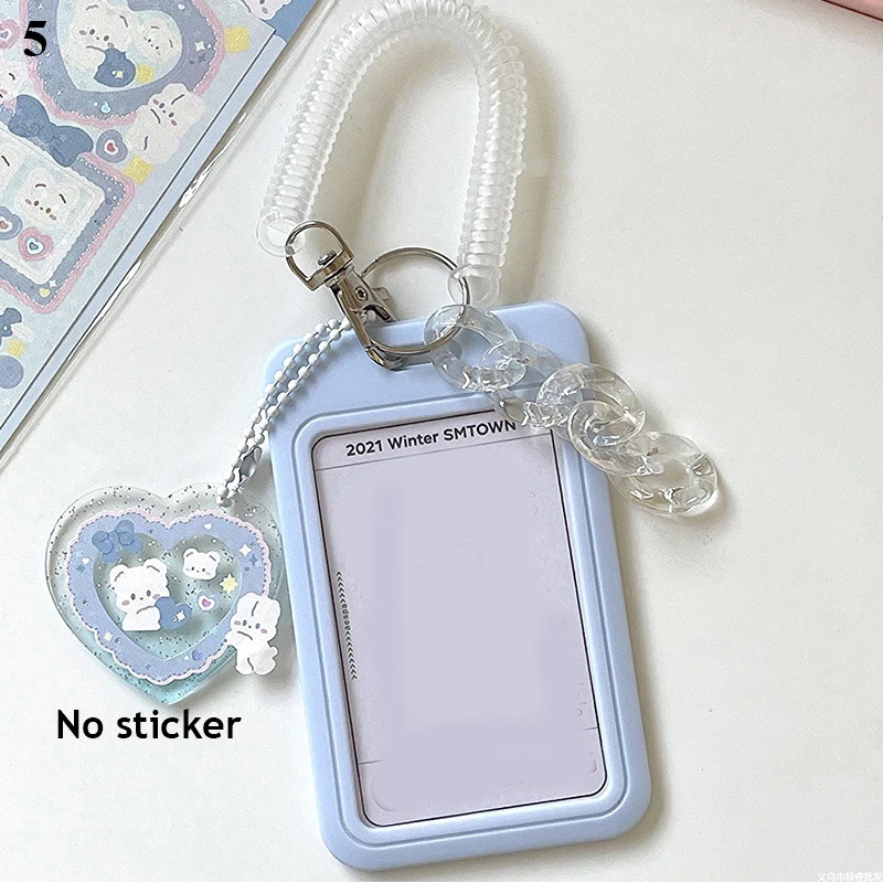  ANKOMINA Women Girls Acrylic Transparent Kpop Idol Photocard  Holder Cute Love Heart ID Credit Card Sleeve Cover Protector with Pendant  Keychain : Office Products