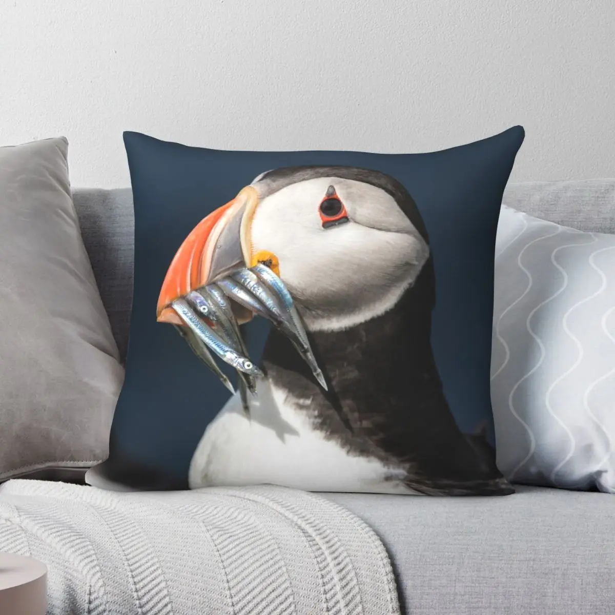 

Pair Of Puffins Square Pillowcase Polyester Linen Velvet Printed Zip Decor Pillow Case Sofa Cushion Case