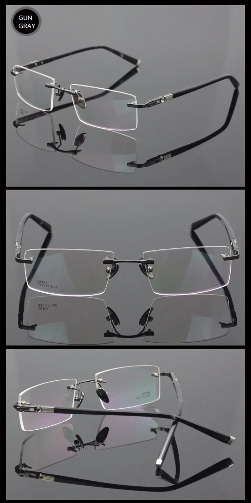 Chashma Unisex Rimless Square Titanium Eyeglasses 58103 Image 7