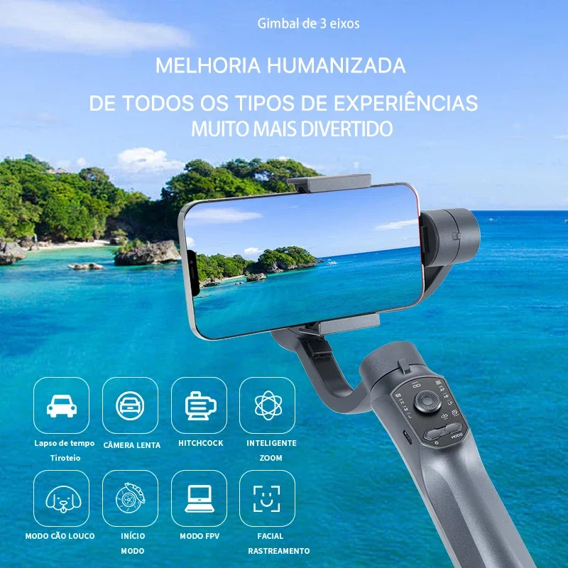 Gimbal Stabilizer 3 Axis For Smart Phones APP supported Face tracking Wheel Zooming Auto Shot Panoramic Photos