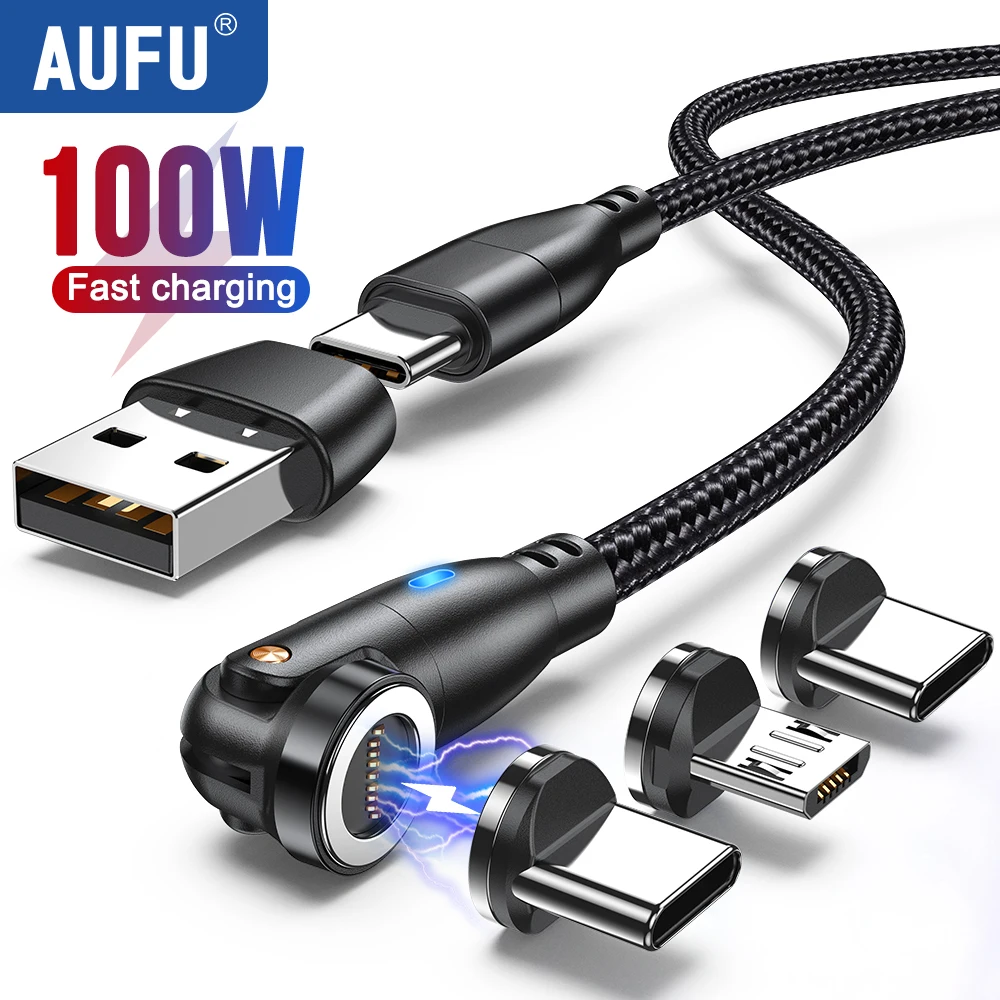 AUFU 5A Magnetic USB C Cable - 100W Fast Charging Wire with Micro Magnet Charger