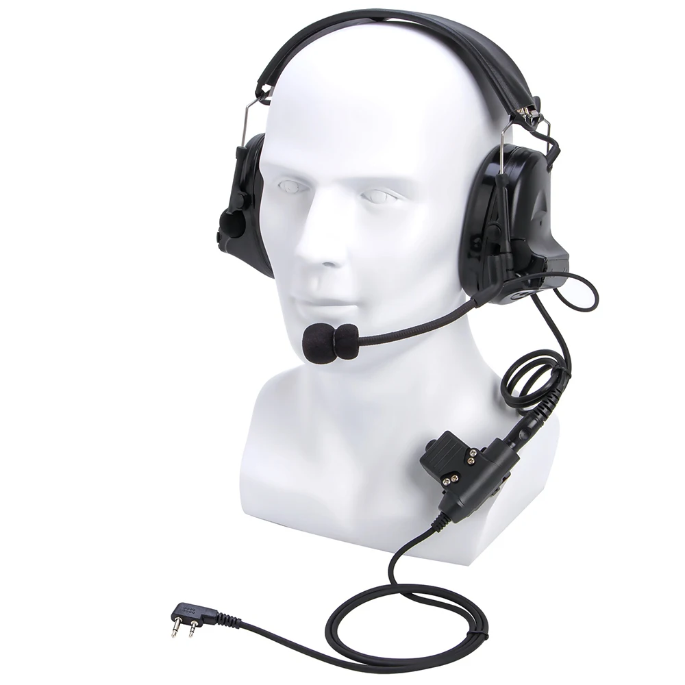 U94 PTT+black Tactical Headset and Noise Reduction Hearing Protection Shooting Headphone for Walkie Talkie Icom V8 V80 V82