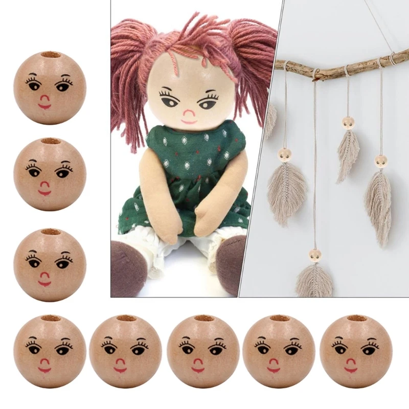 Pack of 20 Smiling Face Wooden Beads
