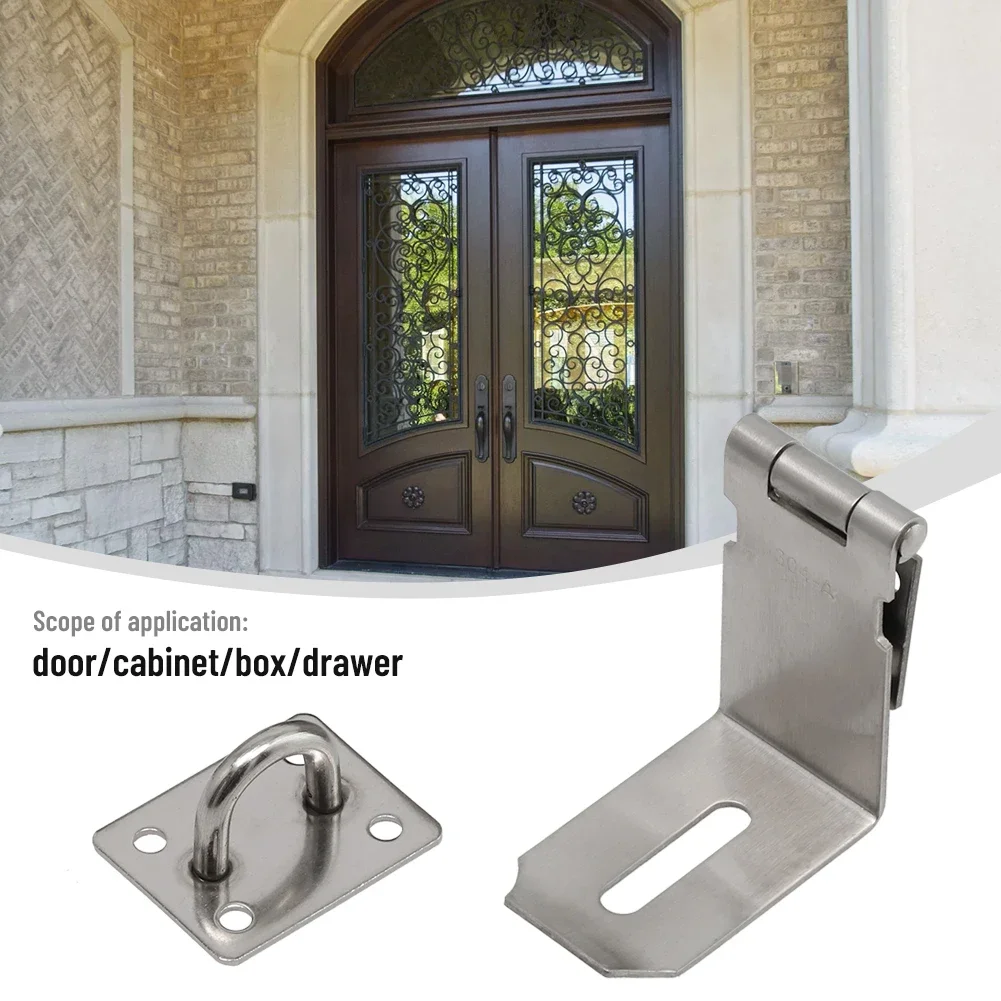 Description Picture 5 of itemStainless Steel Hasp Lock Anti-theft Door Clamp 90 Degree Shed Latch Security Padlock Home Door Cabinet Drawer Locks