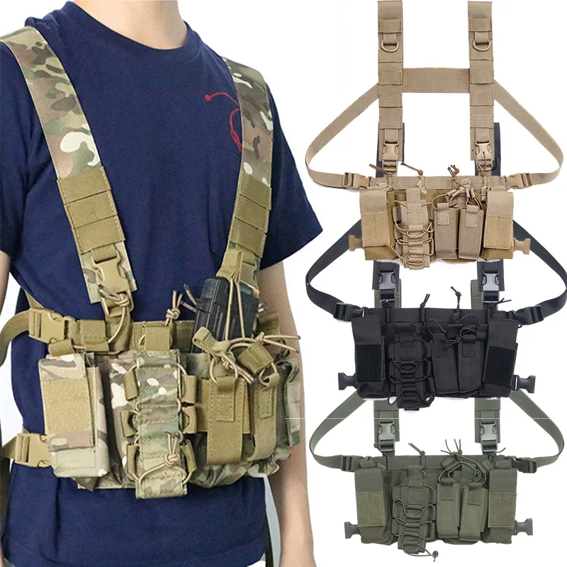 

Тактическая нагрудная установка военный жилет сумка для магазина сумка для раций Molle Чехол для страйкбола CS Wargame охотничий жилет с ремнями Передняя сумка