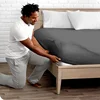 100% Cotton Fitted Bed Sheet Solid Color Mattress Cover with Elastic Band Non-Slip Adjustable Bedsheet for Double Queen King Bed 2