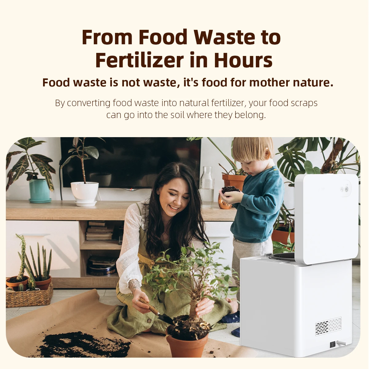 LUXFOND Indoor Home Electric Smart Kitchen Food Waste Recycler Countertop Household Composter Machine 6