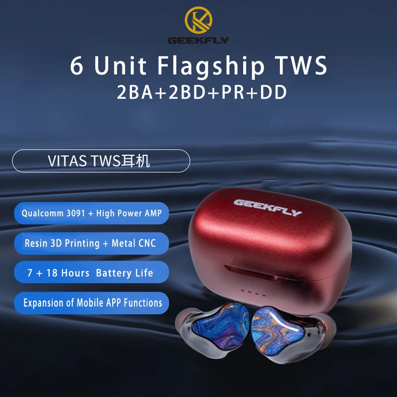 GEEKFLY VITAS 2BA+2PZT+Planar+DD HIFI TWS Bone Conduction