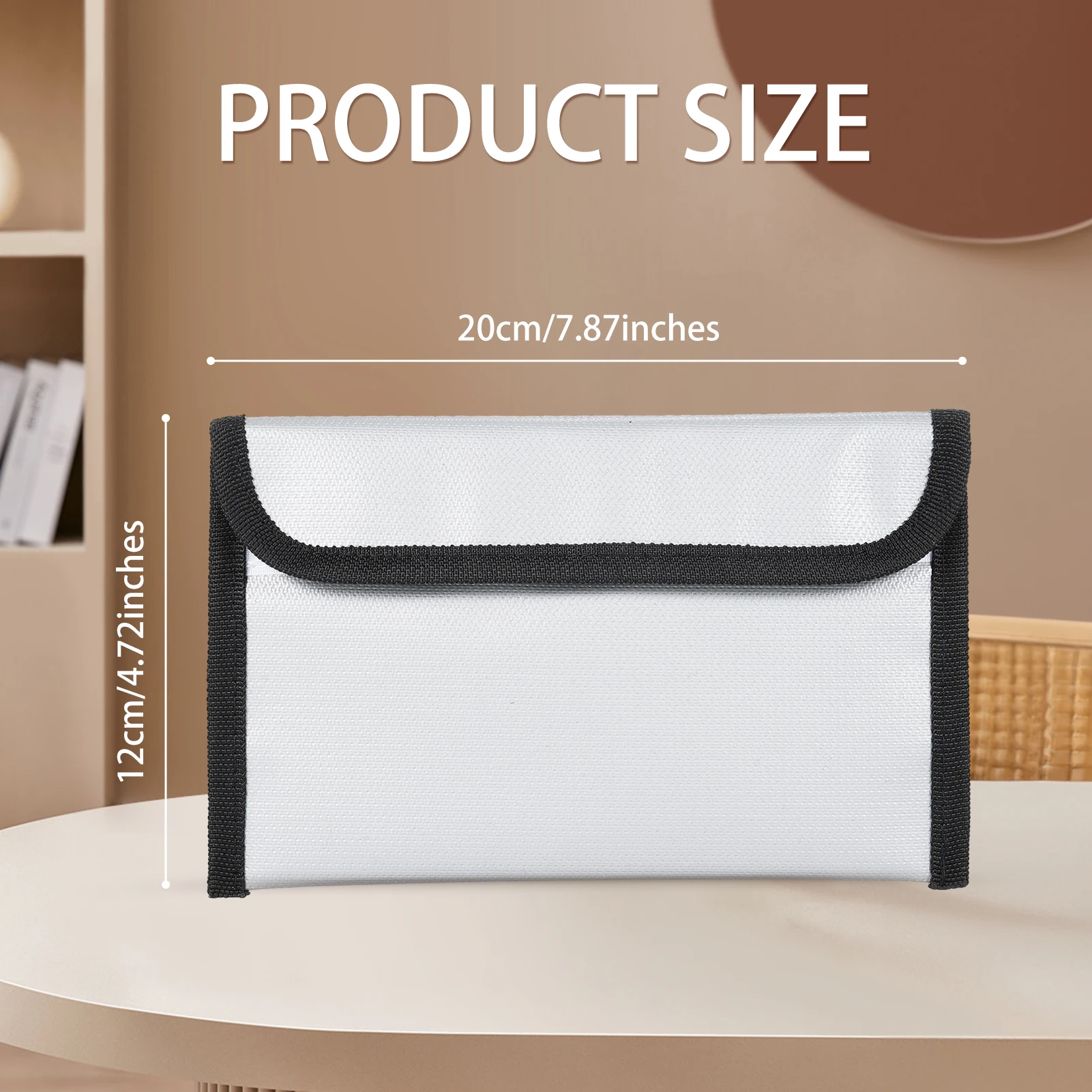 Bisofice Fireproof Document Bag Zipper Closure Cash Safe Storage Waterproof Pouch with Sticky Strip for Certificates Money Cards