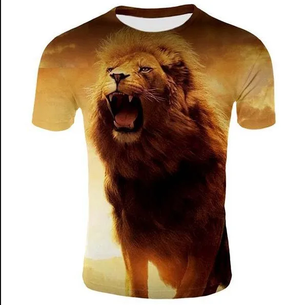

Summer Hot Seller Men's Short Sleeve T-shirt Animal 3d Print Street Trend Sports Style Clothing Size XXL-6XL Top