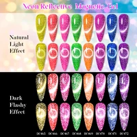 13PCS Reflective Glitter Magnetic Gel Set Fluorescent Green Semi Permanent Neon Glitter Gel Kit Nail Art  Varnsh Kit Supplies 2