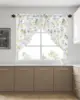 Floral Botanical Rod Pocket Kitchen Valance Curtains Yellow Floral Branch Scalloped Swag Curtains Living Room Bathroom Window 4