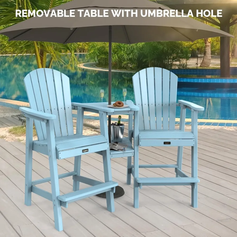 Tall Adirondack Chairs Set of 2 with Removable Double Connecting Trays,Adirondack  Bar Stools  Poly  Deck  Chair 4