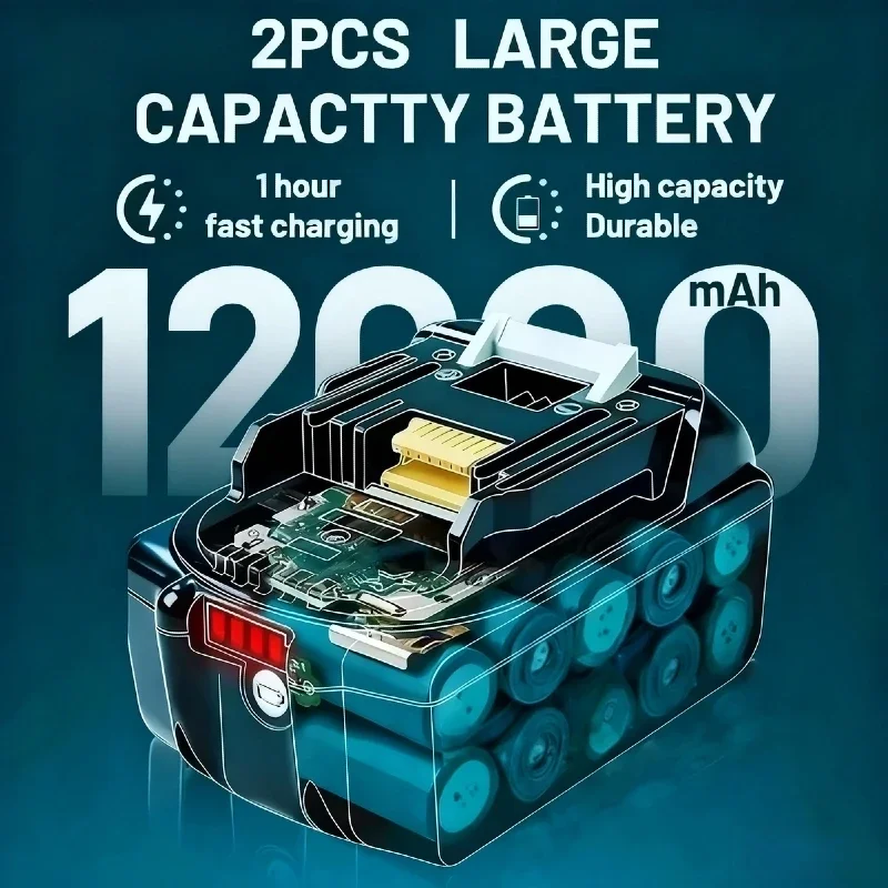 ✈️12Ah Rechargeable Li-ion Battery, for Makita 18V, Durable Replacement for 18V