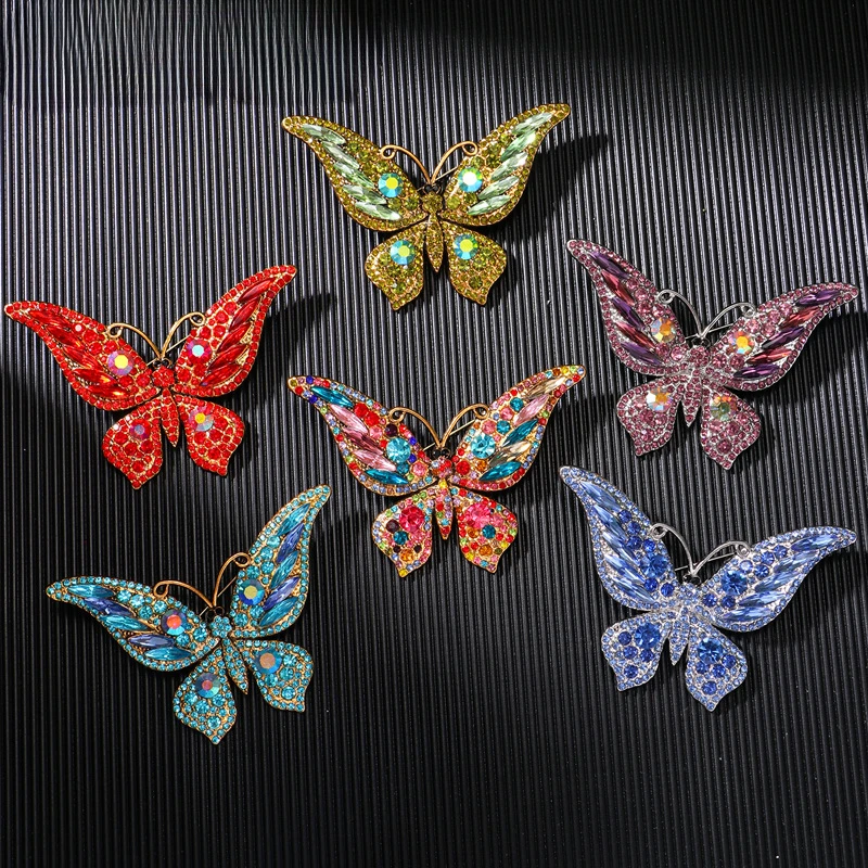 Crystal Butterfly Brooches for Women Zircon Pins Clothing Accessories Jewelry