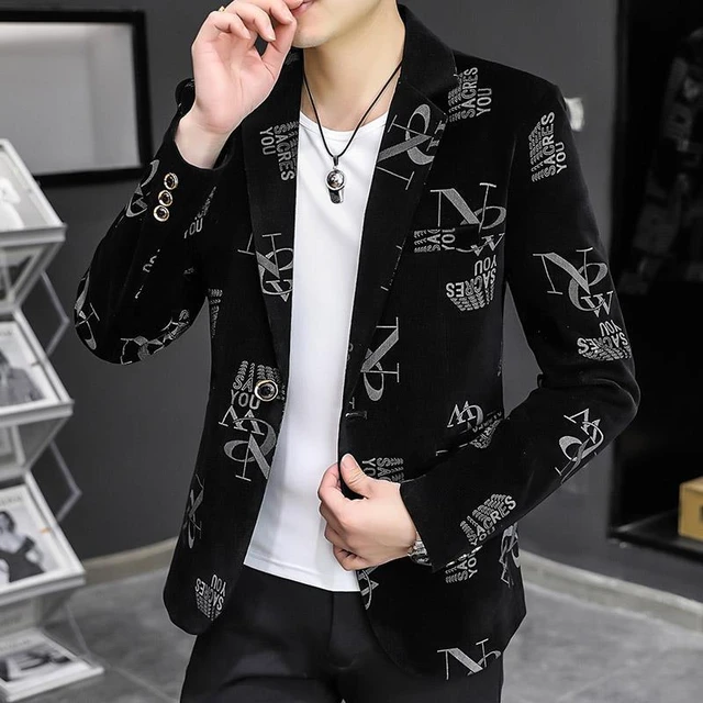 Blazer de pana para hombre, chaqueta ajustada informal, traje guapo, traje  de moda, abrigos, novedad de 2023 - AliExpress