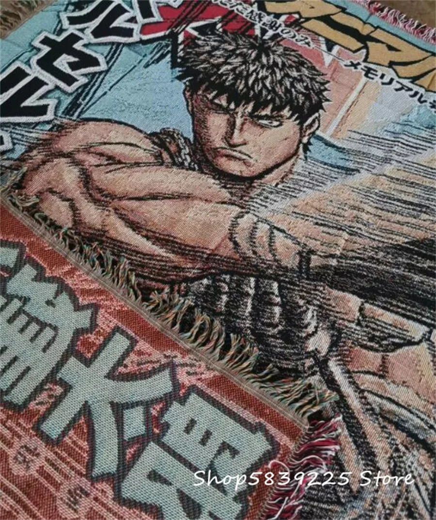 Anime Cotton Handmade Woven Blanket Rug Throw Tapestry Home Decro 130x160cm Tapestry Decor Anime Wall Decor