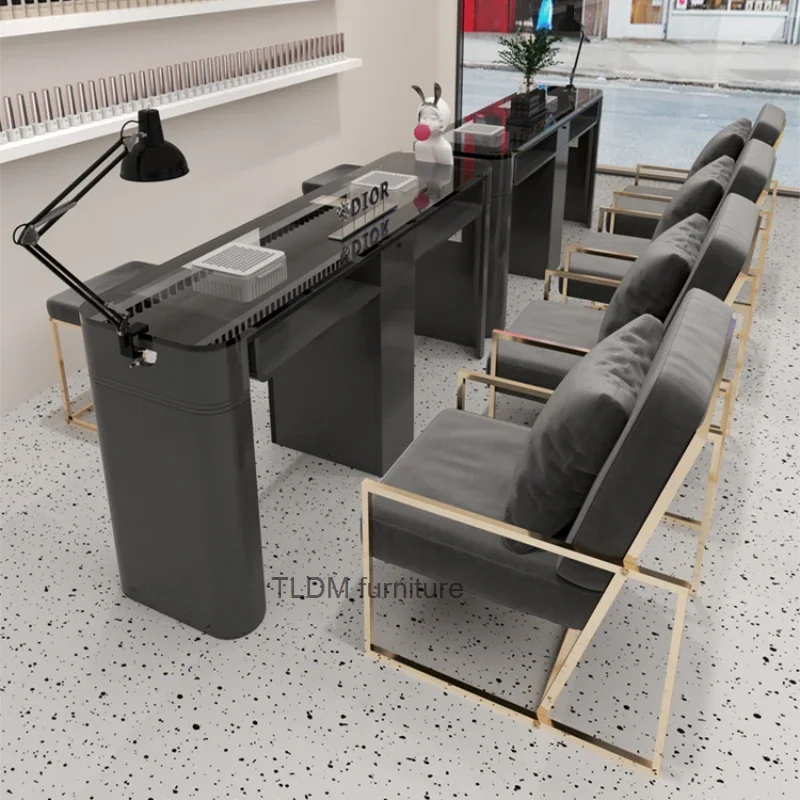 

Vacuum Cleaner Nail Tables Dressing Professional Black Simple Nail Tables Modern Manicure Nageltisch Salon Furniture MR50NT