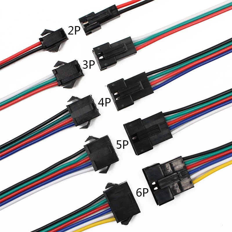 

Free Shipping 2pin 3pin 4pin 5pin 6pin Male/Female JST SM 2 3 4 5 6pin Plug Connector Wire and Cable for Led Strip Light Drivers