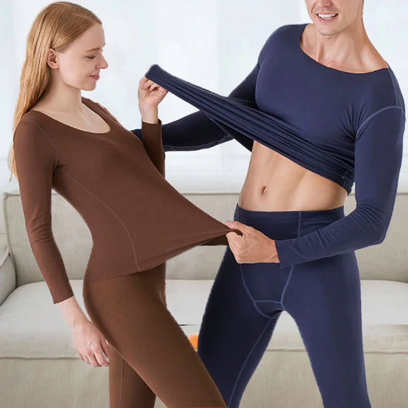 Thermal Underwear Men Long Johns Woman Warm Clothing Male Winter Velvet Tops Buttoms Set