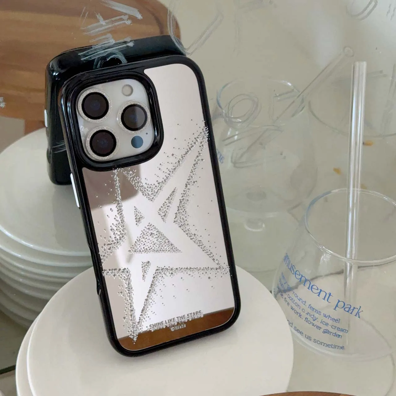 Shiny Stars Mirror Shell Cartoon Phone Case with Enhanced Protection