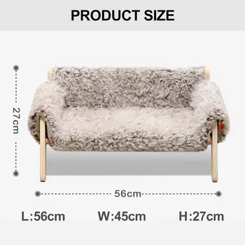 Mewoofun Large Cat Bed Brown-grey Kitten Bed Soft Cat Couch with Removable Cover Hold up 15kg 56x45cm for Indoor Cats 6