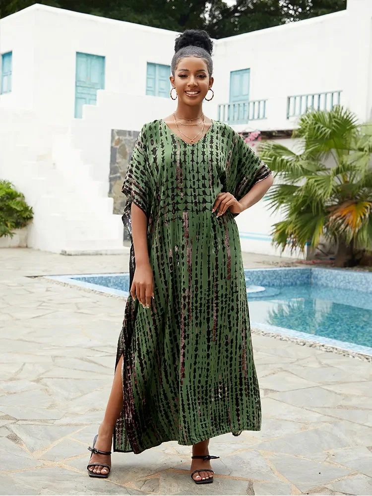 Robe Poncho Hippie Brodée - Caftan Tunique Léger En Viscose - Taille Unique Jusqu'au 48 - Style Bohème Plage Ou Ville