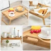 Multifunctional Foldable Tray Bamboo Desk Bed Tray Laptop Desk Breakfast Tray Serving Tray Portable Tray Computer Desk Dining 3