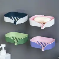 Plastic Double Layer Soap Holder Punch-Free Wall-mounted Drain Soap Dish Holder Removable Self Adhesive Soap Box Kitchen 1