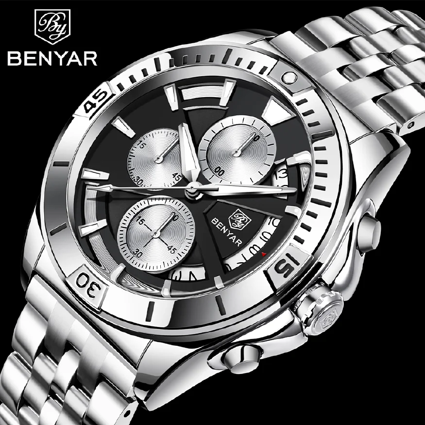 

BENYAR Men Watch 2023 New Luxury Quartz Wristwatches Top Brand Fashion Sports Men Chronograph Watches reloj hombre