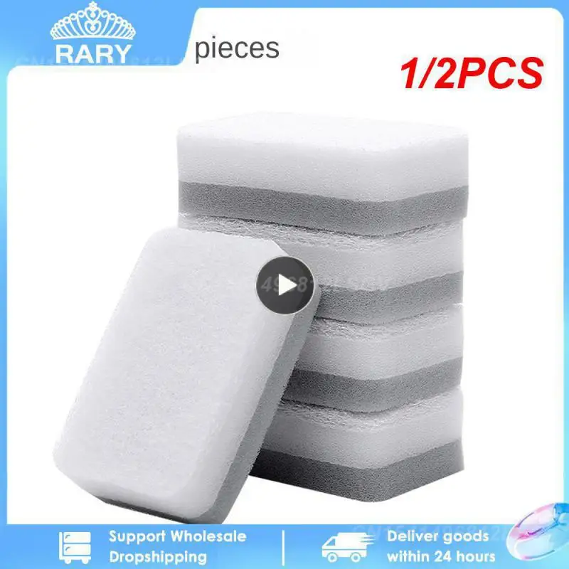 

1/2PCS Double-sided Dishwashing Cleaning Spong Mop Kitchen Decontamination Sponge Brush Dishwashing Sponge Cloth Kitchen