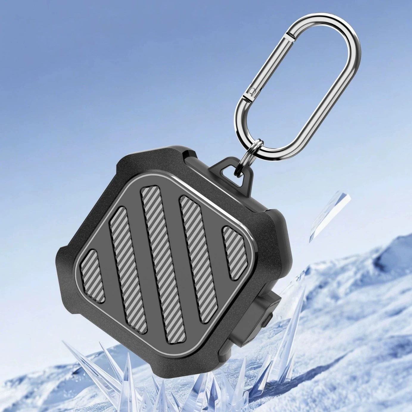 Rugged Shockproof Earbuds Protective Case with Keychain Clip
