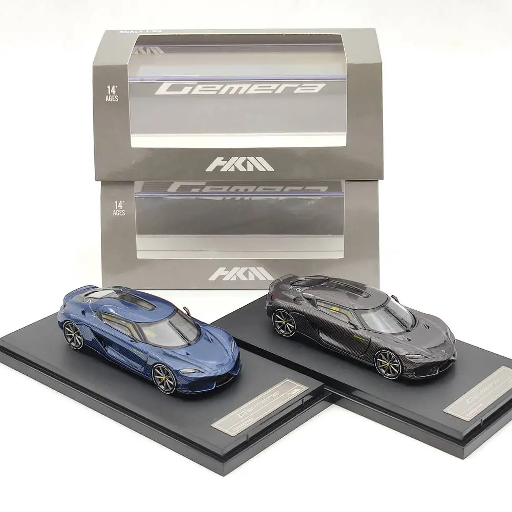 HKM 1/64 for Koenigsegg Gemera Double Door Hybrid Supercar Carbon Diecast Toys Car Models Gifts