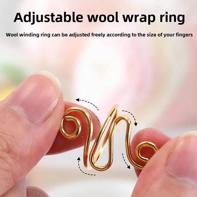 Adjustable Knitting Crochet Loop Ring Knittied Yarn Guide Hook Finger Faster Holder Thimble Crocheters Thread Ring Sewing Tools