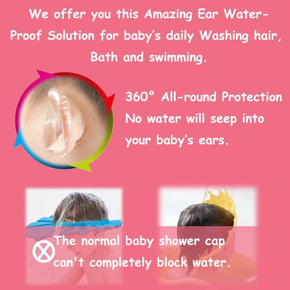 20-Pack Baby Ear Covers for Shower with Cotton Ball,Baby Shower Baby Ear Protection for Bath,Waterproof Covers Stickers