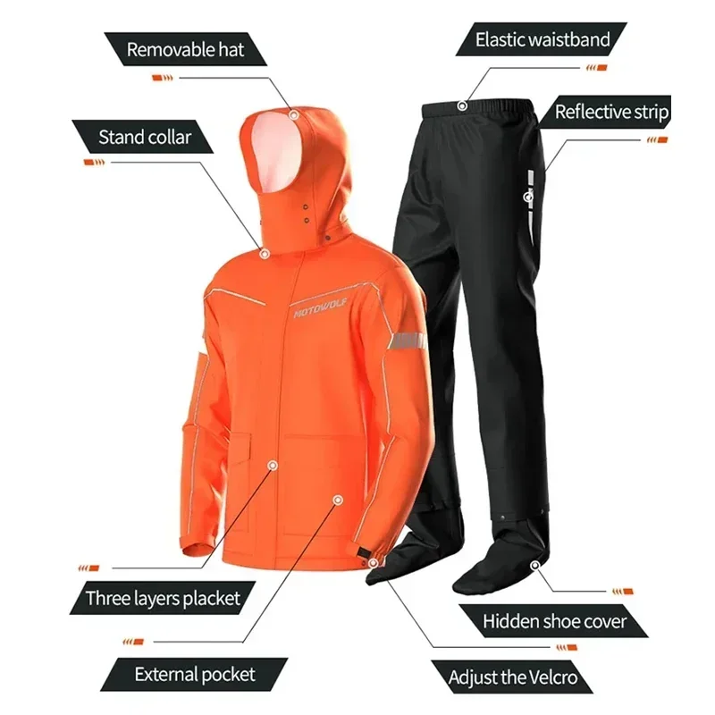 Motorcycle Rainsuit Waterproof Split Raincoat Suit Cycling Motorbike Jacket and Pants Lightweight Foldable Windproof Reflective motorcycle raincoat,motorcycle jacket