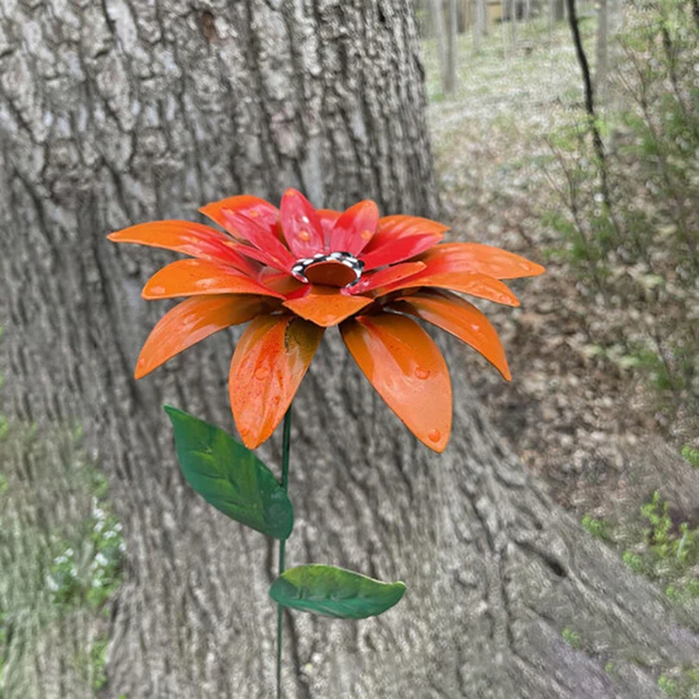 1 Db Fém Virágok Kerti Tét Beltéri Kültéri Kézműves Rozsdafém Vas Udvari Art Gyep Dekoráció 8 Szín - Image 4