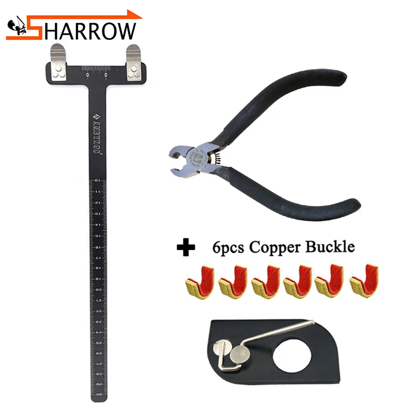 Archery Copper Buckle Pliers Set Aluminum Alloy T Ruler Bow and Arrow Hunting Bow String Shooting Point Positioning Measure Tool 90 degree positioning ruler woodworking right angle clamps plywood clamps aluminum alloy right angle ruler fixing clamps