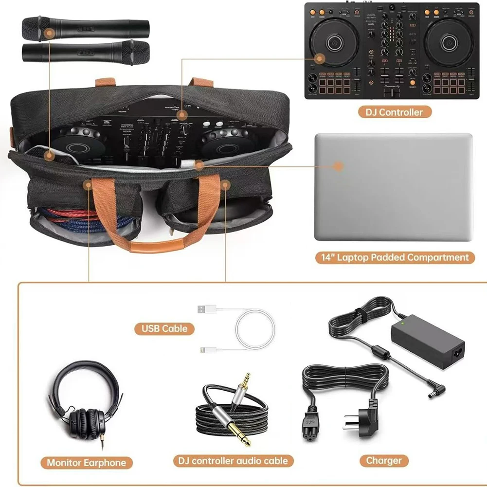 Portable Storage Bag with Adjustable Shoulder Strap Carrying Case DJ Travel Carrying Bag for Pioneer DDJ-SB3 DDJ-400 DDJ-RB