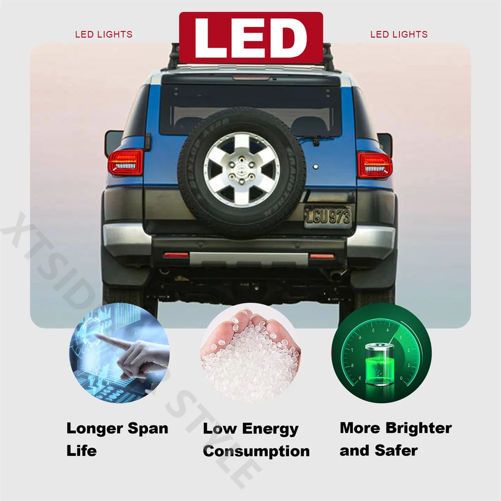 XTSIDI 2007 2021 도요타 FJ 크루저용 LED 후미등, 순차적 방향 지시등, 브레이크 등, 자동 LED 조명