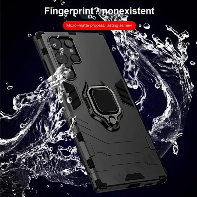 Magnetic Ring Stand Silicone Shockproof Phone Case with Car Mount Compatibility